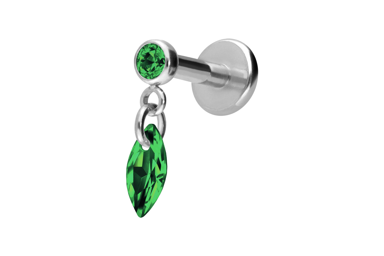 Titan Labret Piercing mit Innengewinde KRISTALLOVAL